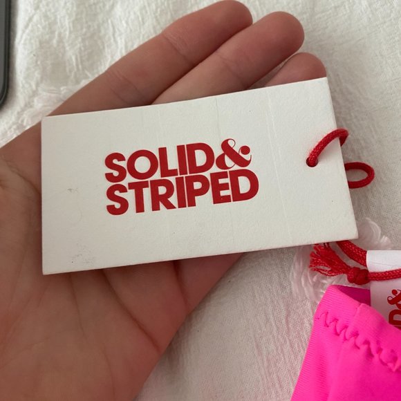 solid and striped pink bikini top - Picture 3 of 4